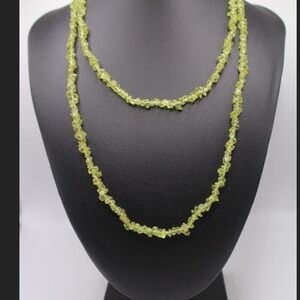 Vintage Green Peridot Chip Beaded Necklace 6mm